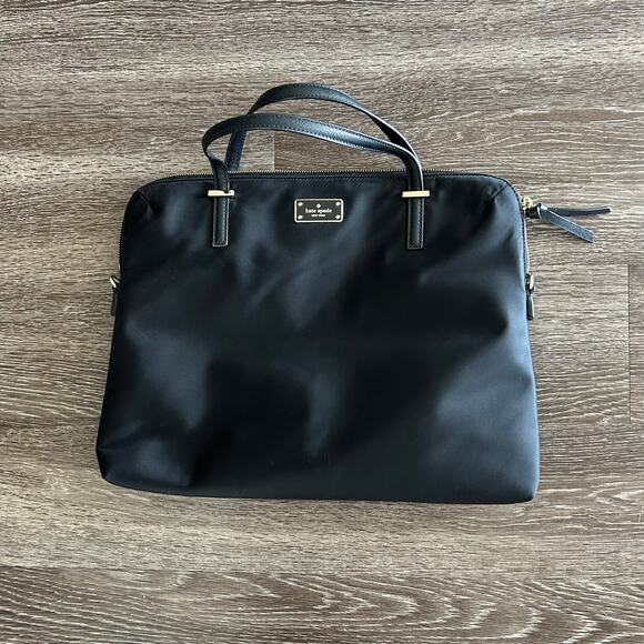 EUC Kate Spade New York Wilson Road Daveney Black Nylon Laptop Bag Briefcase - Picture 11 of 12